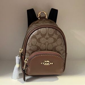 Coach Brown Signature Mini Backpack with Gold Hardware